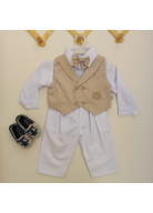 CONJUNTO BATIZADO COLETE CRU TAM. M E G